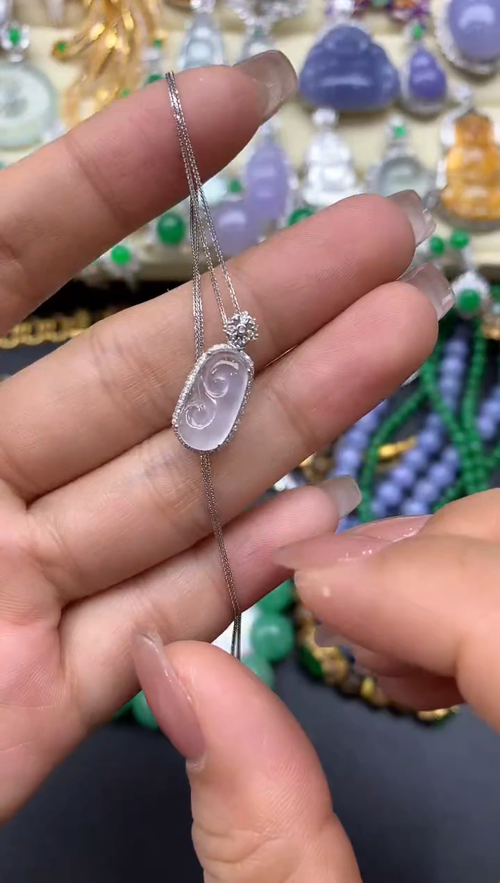 颈饰18K金镶嵌翡翠173-中国好珍宝