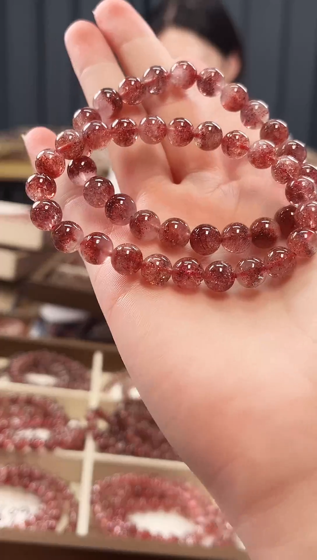 未镶嵌手串水晶金草莓超七单圈手串8mm【多样性发一】
