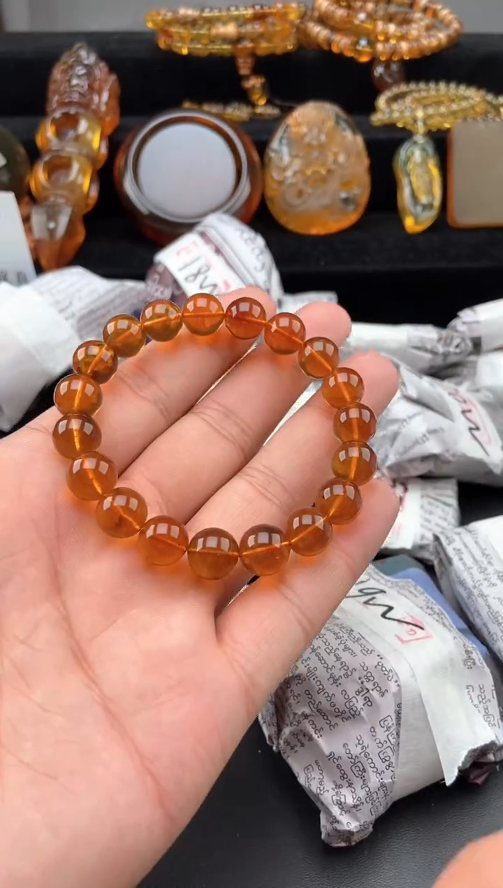 未镶嵌琥珀手链金棕珀手串
