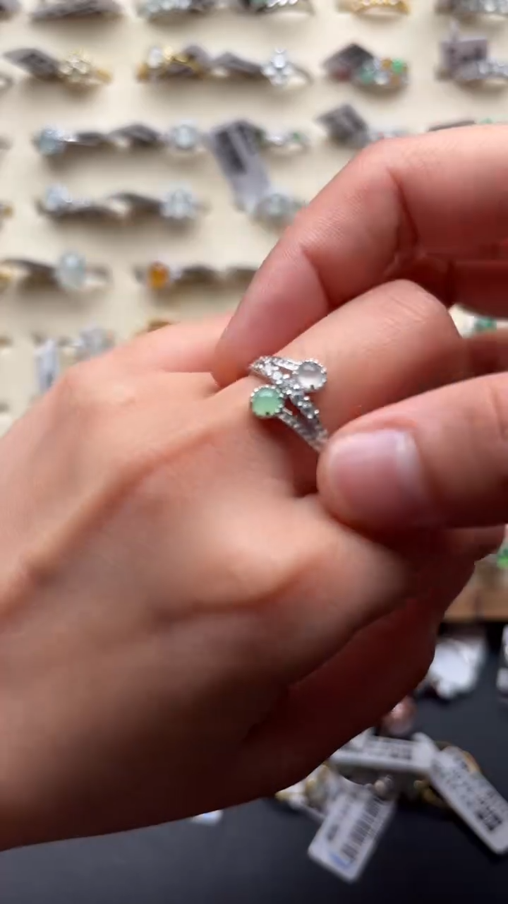 【闪购商品】翡翠戒指银S925镶嵌缅甸A货翡翠S925银镶嵌