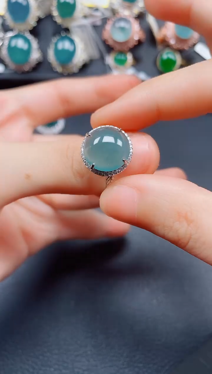 翡翠银S925镶嵌戒指翡翠