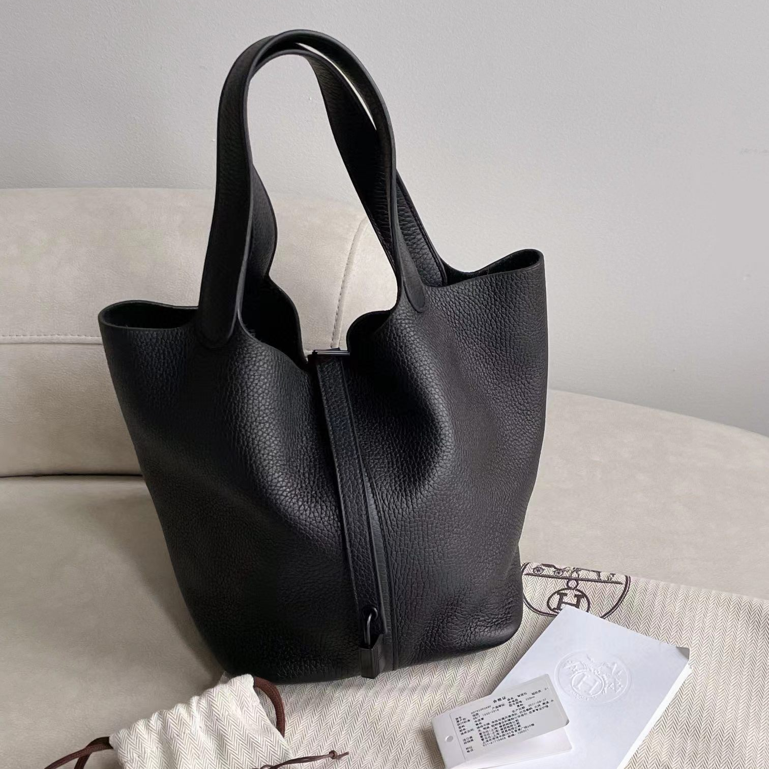 95新 Hermes/爱马仕 soblack菜篮子22 Z刻 JM10-0521