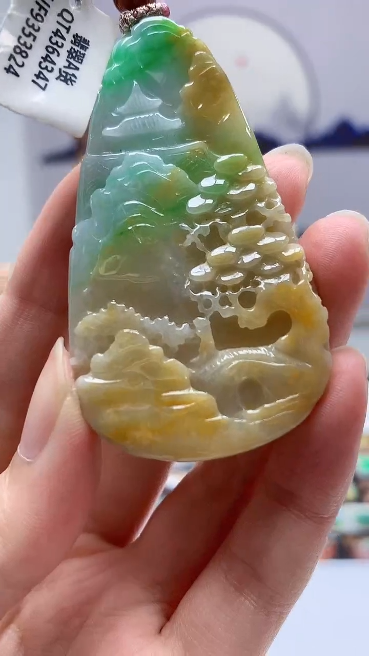 【闪购商品】定制翡翠未镶嵌0405zm-毛货挂件山水143