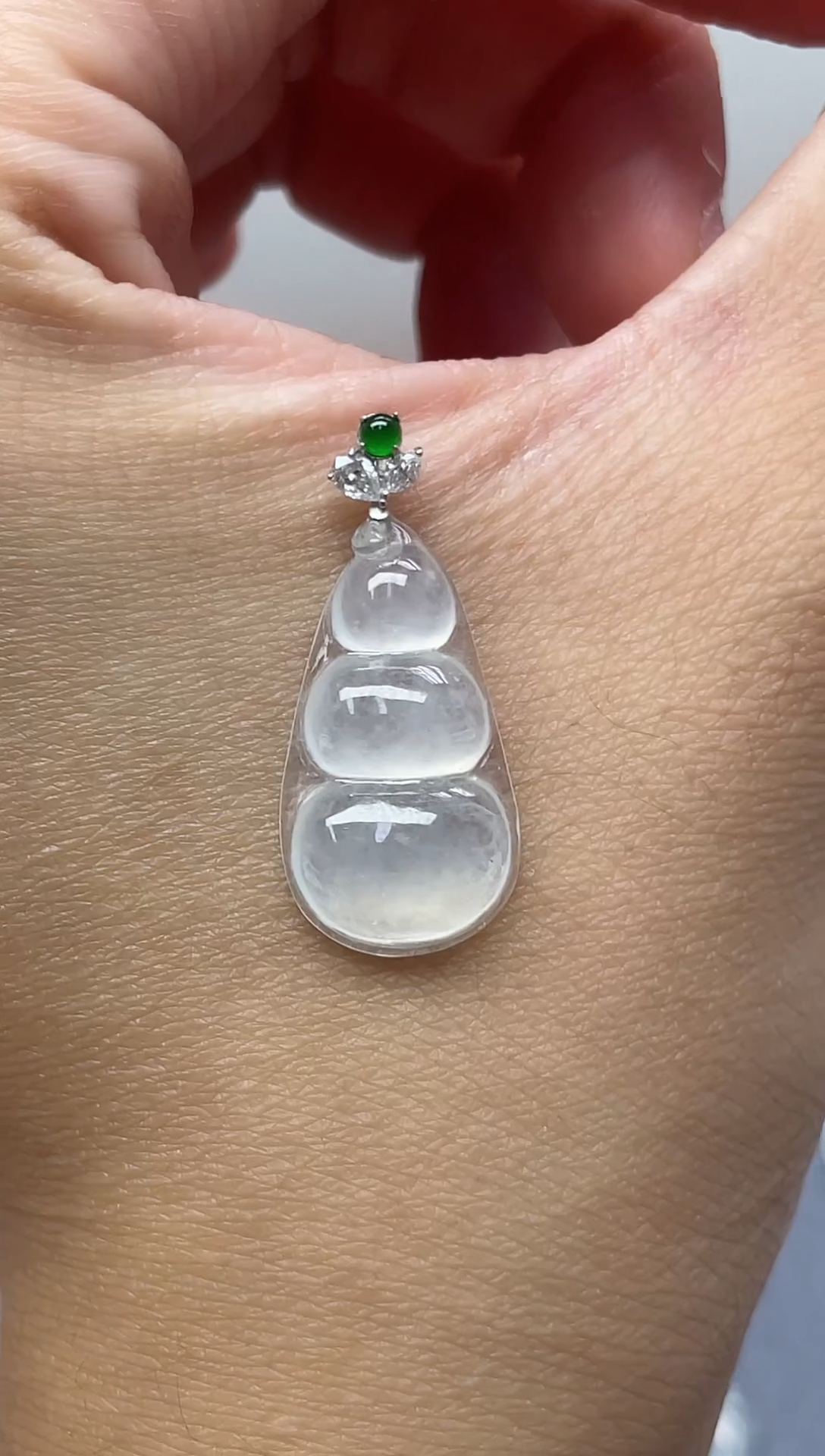 颈饰银S925镶嵌翡翠早*26号链接纯天然A货缅甸翡翠葫芦吊坠