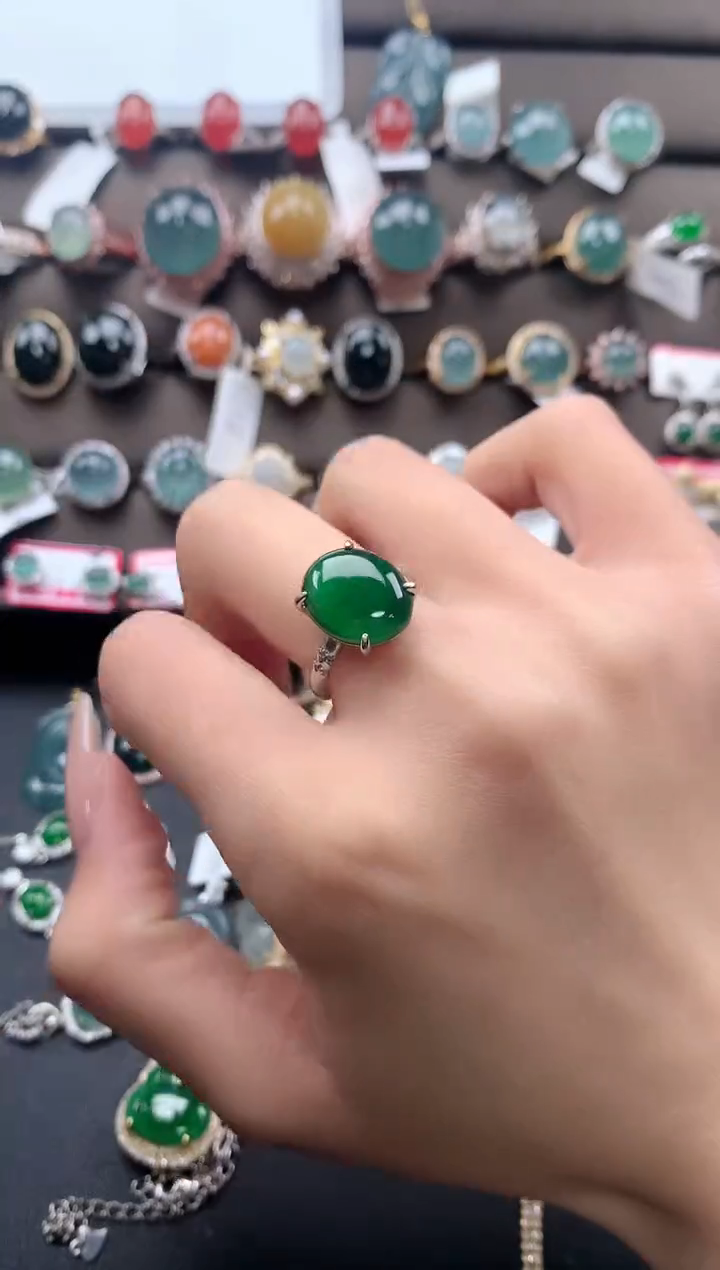 【闪购商品】翡翠戒指银S925镶嵌243243