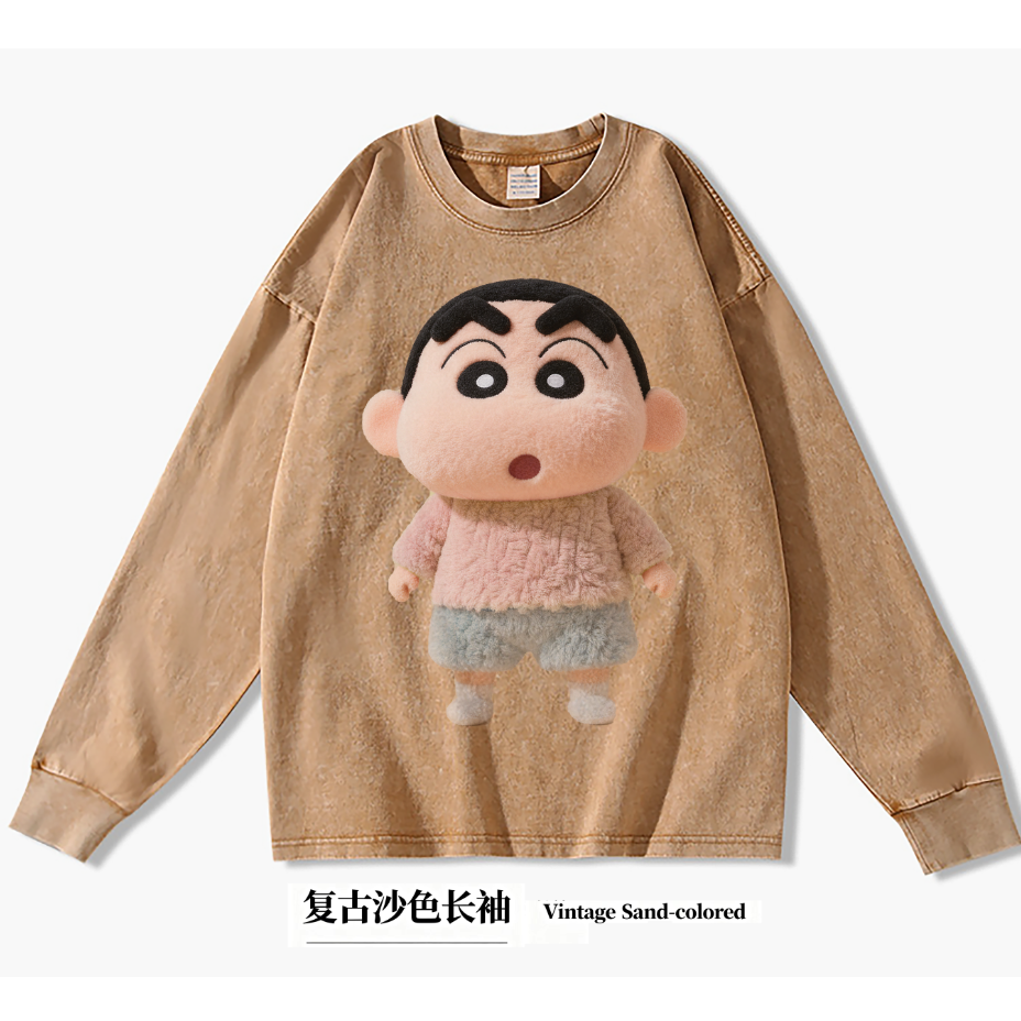 【暖暖小新】做旧水洗秋冬重磅纯棉长袖宽松280g手绘设计款