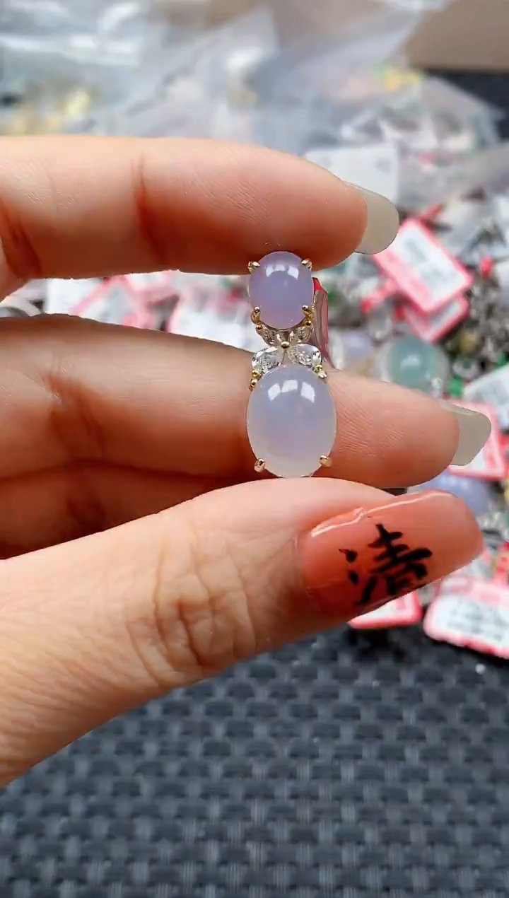 银S925镶嵌戒指翡翠天然A货缅甸翡翠