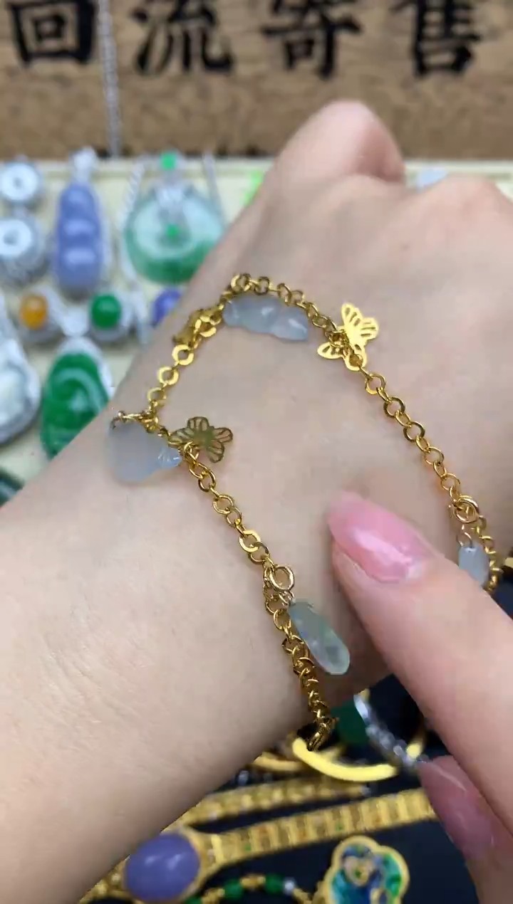 【闪购商品】翡翠手串18K金镶嵌121-中国好珍宝