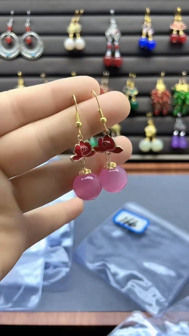 【闪购商品】玛瑙/玉髓耳饰14K金镶嵌166000