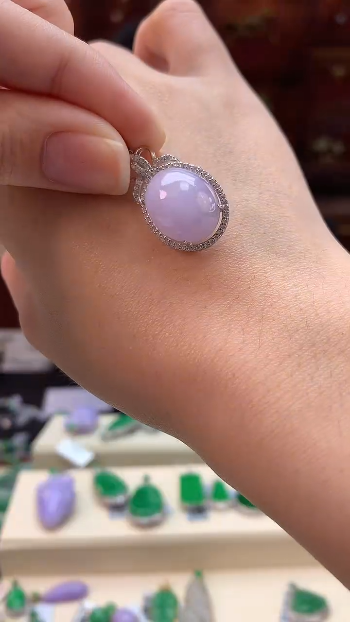 【闪购商品】翡翠颈饰银S925镶嵌赠礼盒证书 敏