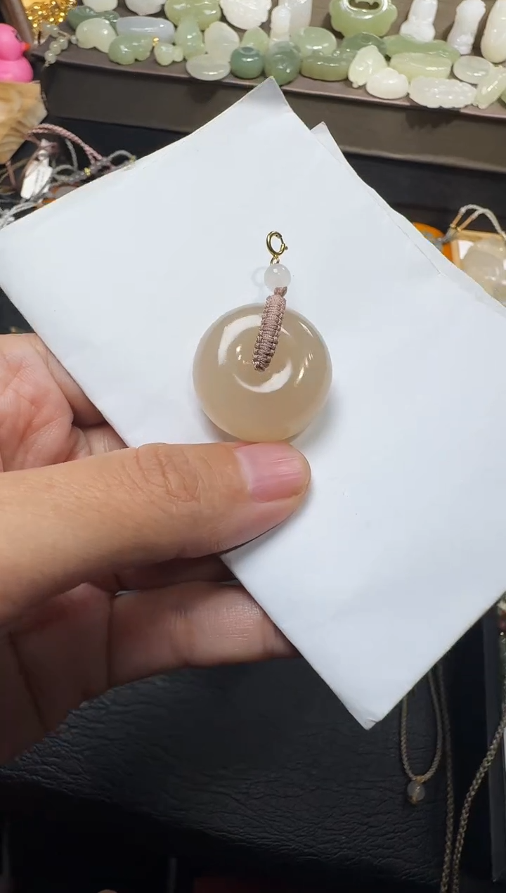 颈饰未镶嵌和田玉一*25藕粉平安扣