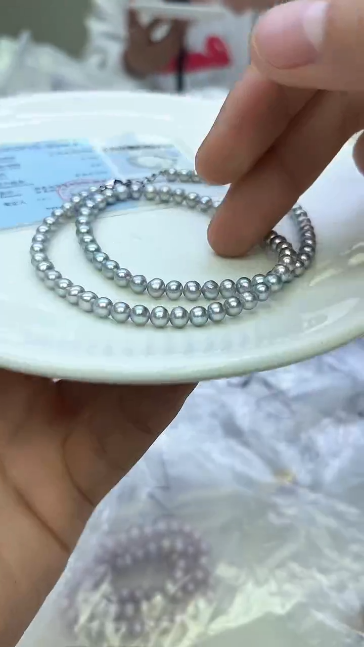 未镶嵌项链淡水珍珠灰色系小米项链