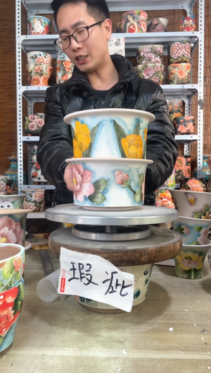 【闪购商品】摆件518陶花岛多肉陶瓷花盆罐——微瑕