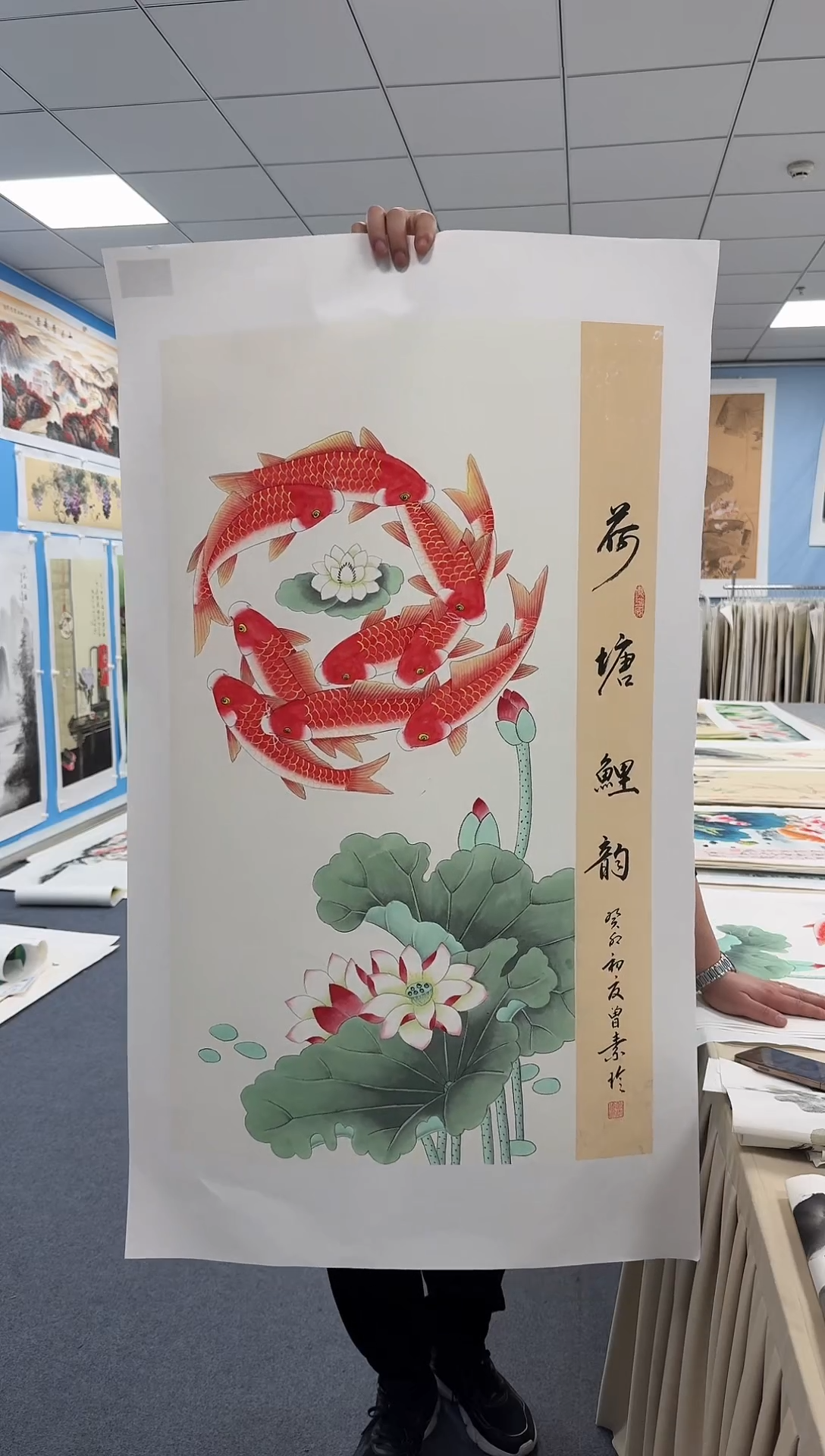 国画同类型随机荷塘鲤鱼