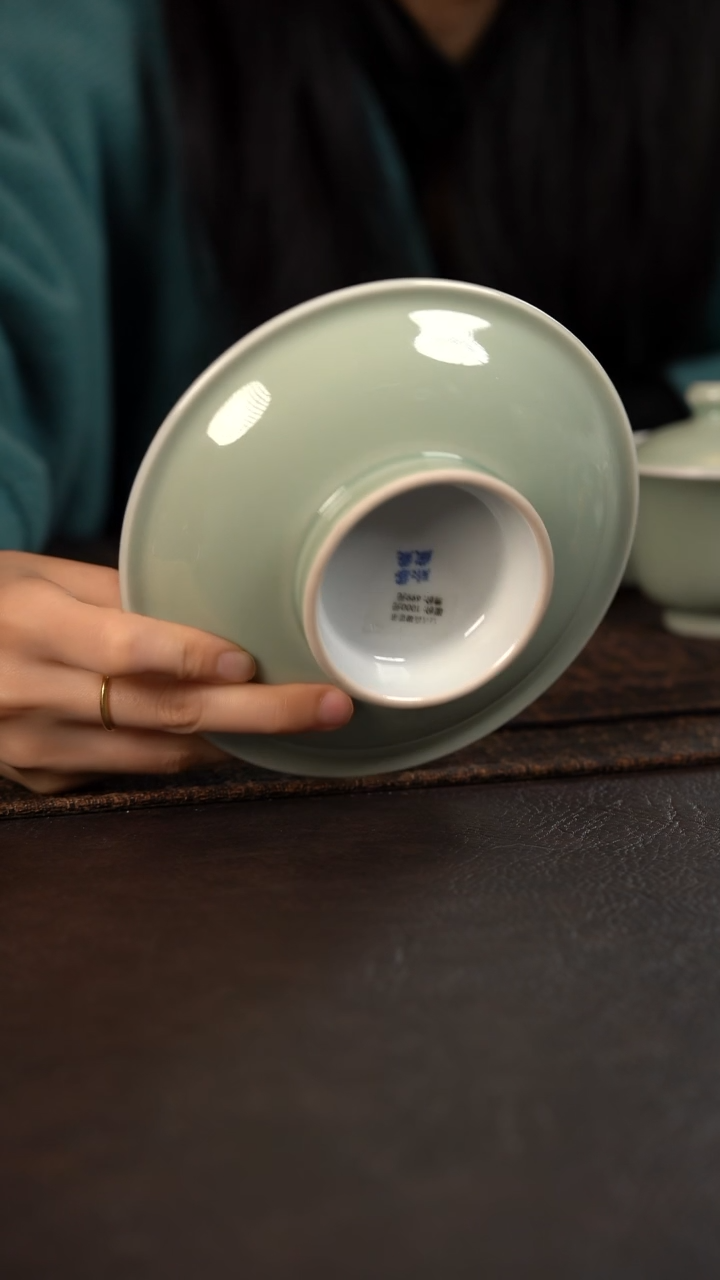 【闪购商品】杯云霞珍藏豆青高脚壶承