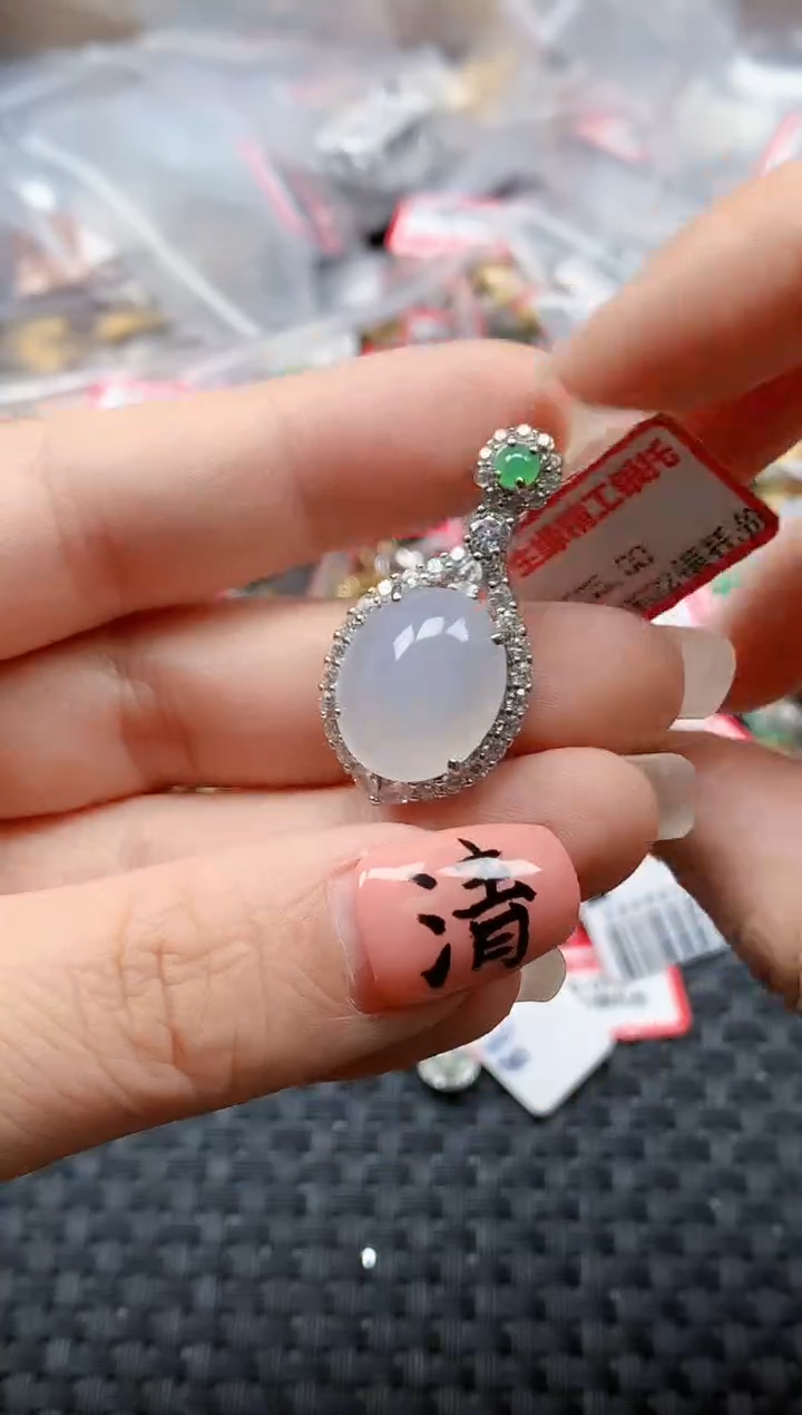 银S925镶嵌戒指翡翠天然A货缅甸翡翠