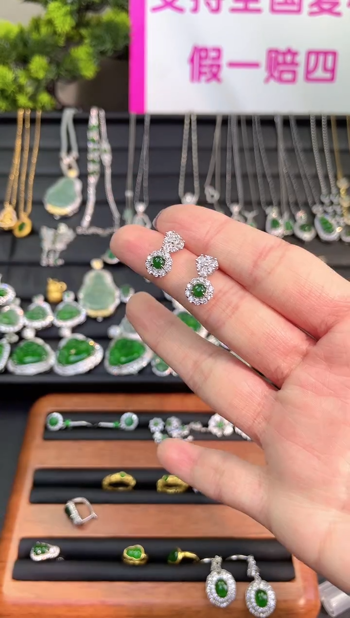 【闪购商品】翡翠耳饰未镶嵌蛋面耳饰