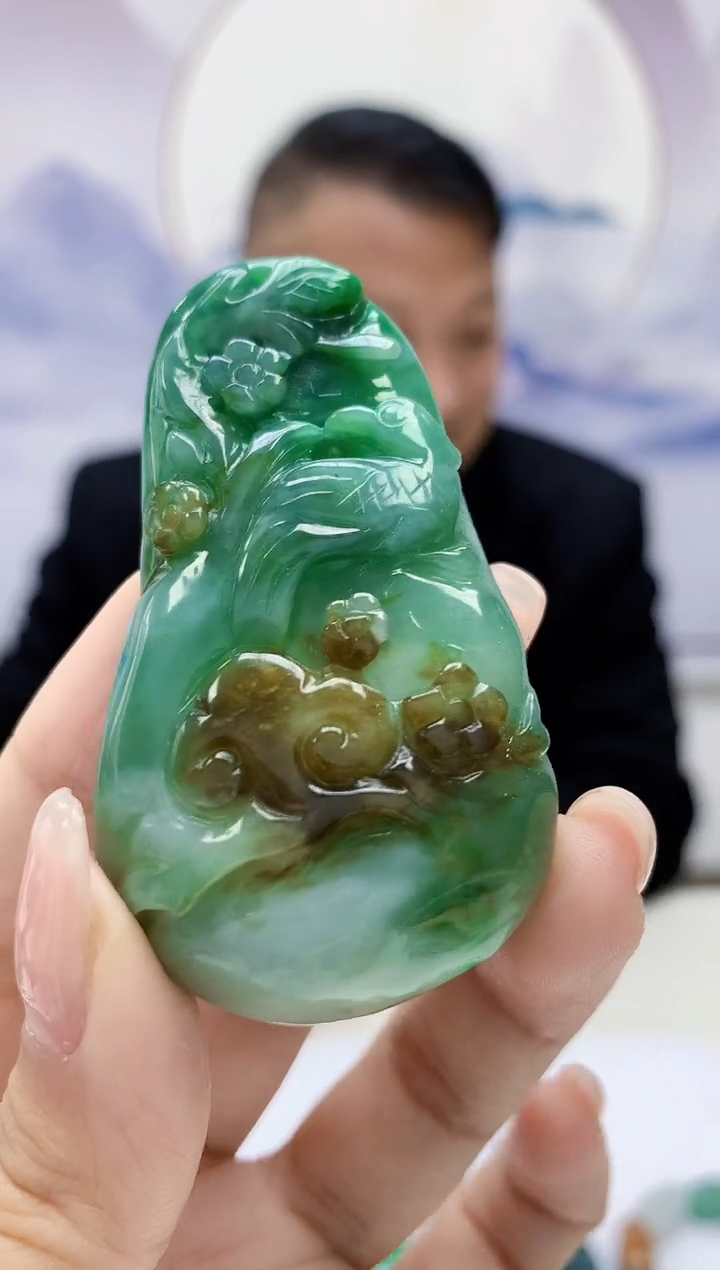 【闪购商品】定制翡翠未镶嵌4969-kk-毛货挂件10