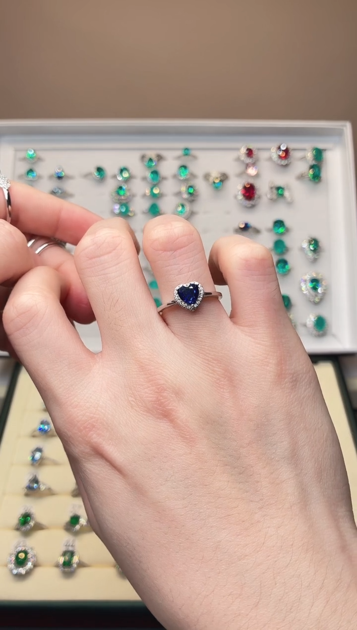 戒指蓝宝石银S925镶嵌12121212