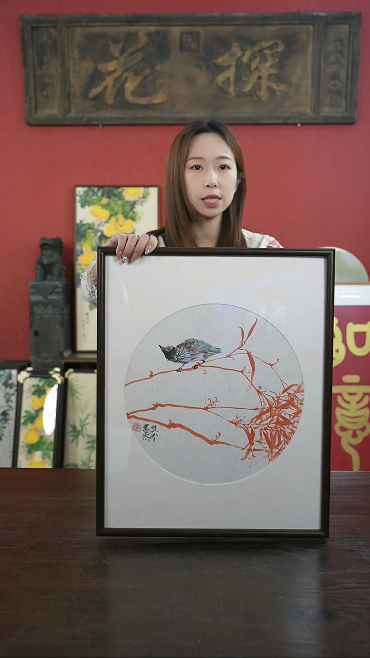 【闪购商品】书法手绘40*50-D80朱竹-