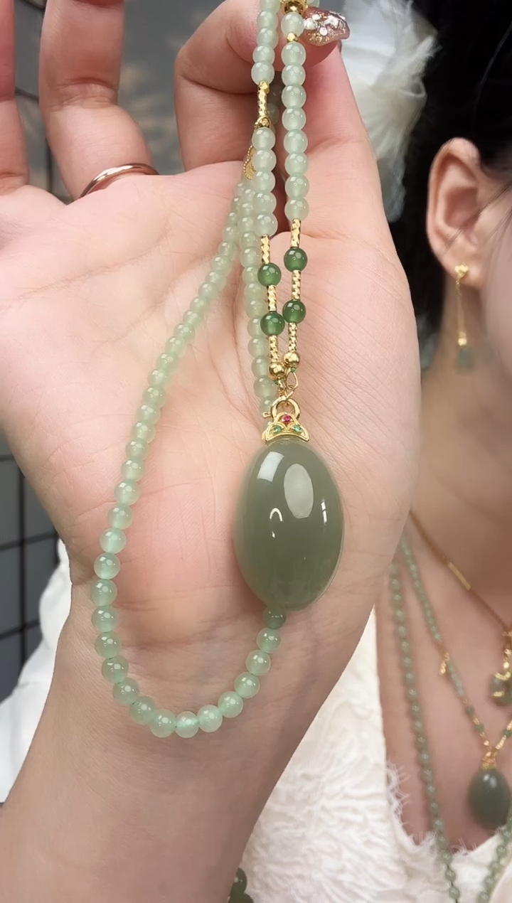 和田玉未镶嵌吊坠(赠链) 蛋面项链 多样性发一件