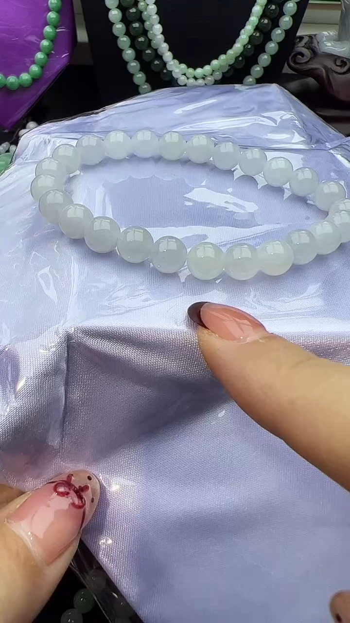 未镶嵌手串翡翠玉珠白月光卡7.6