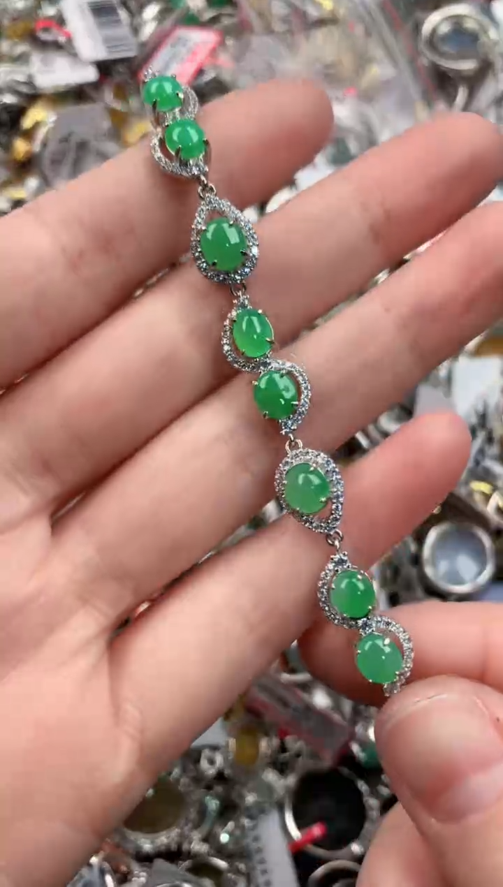 银S925镶嵌戒指翡翠444               5