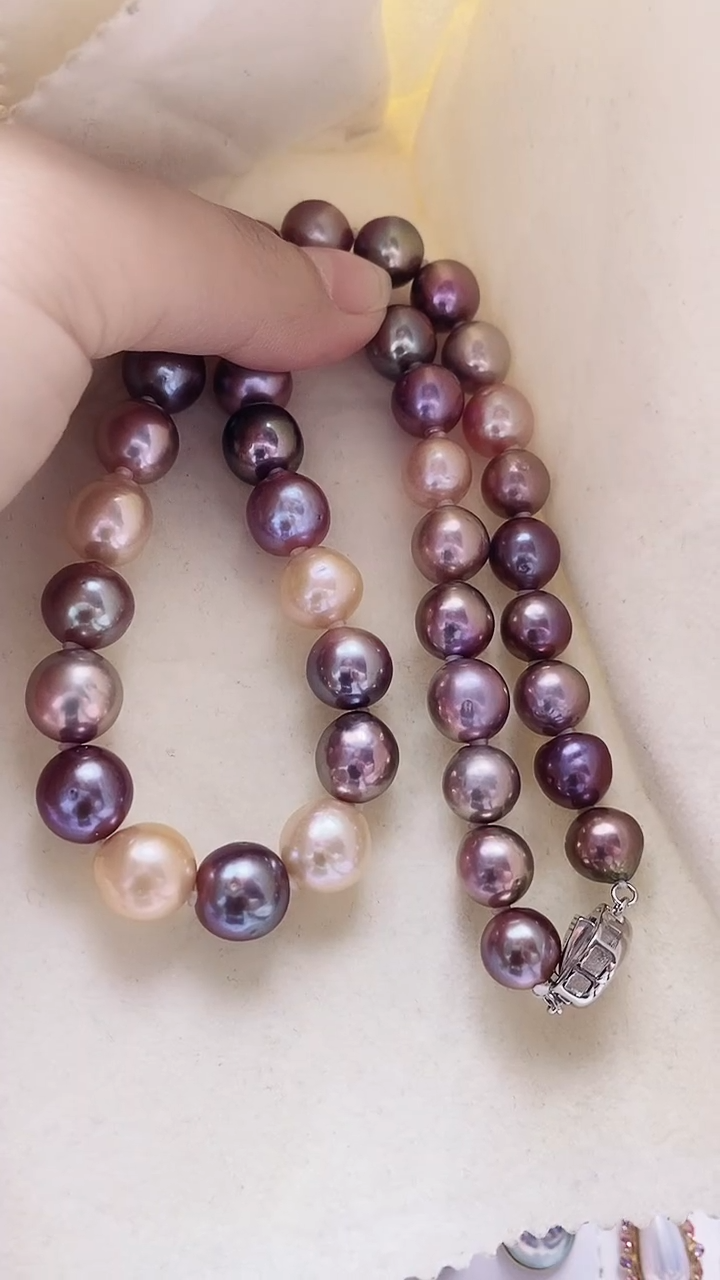 【闪购商品】淡水珍珠项链银S925镶嵌淡水糖果色珍珠项链