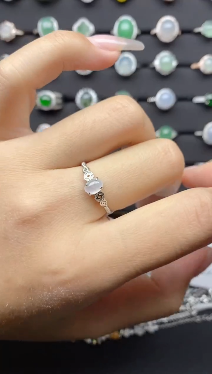 【闪购商品】翡翠戒指银S925镶嵌S925银镶嵌翡翠戒指
