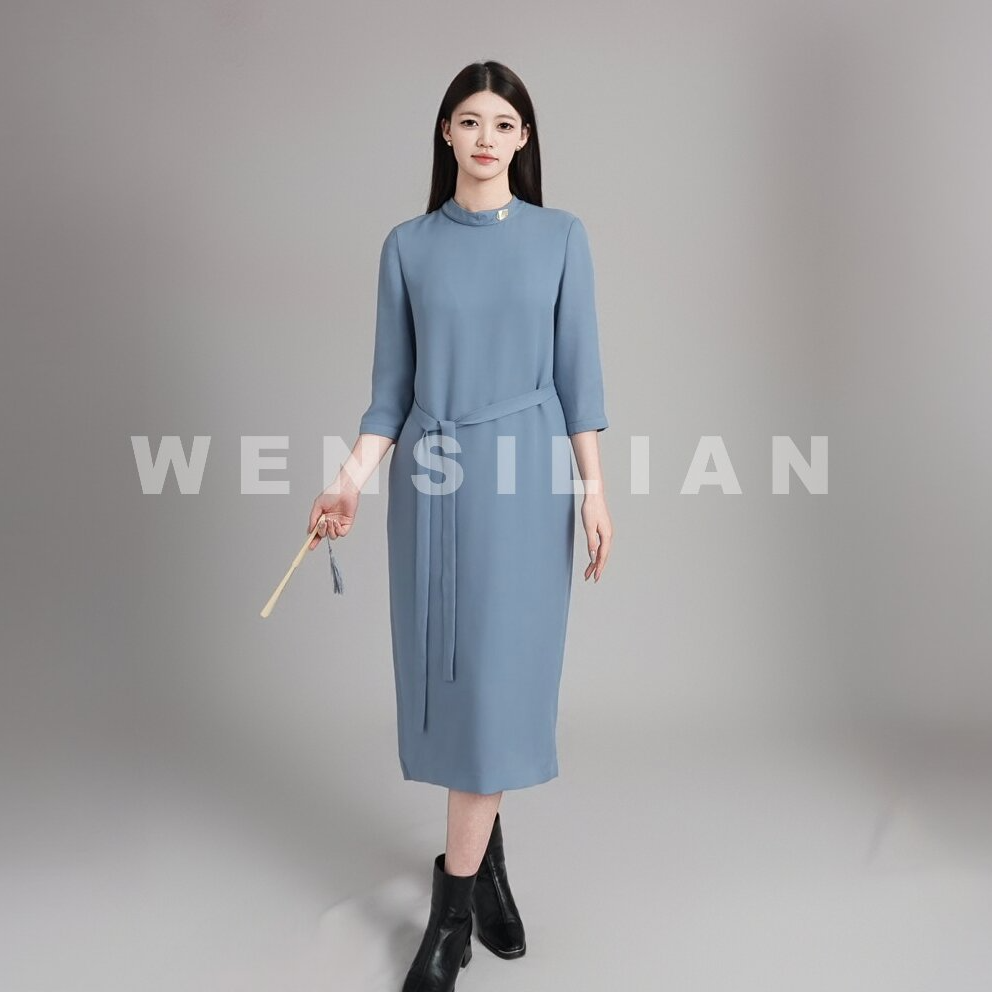 WENSILIAN【专柜同款】100%桑蚕丝连衣裙（裙长：110cm）WS12-02755L