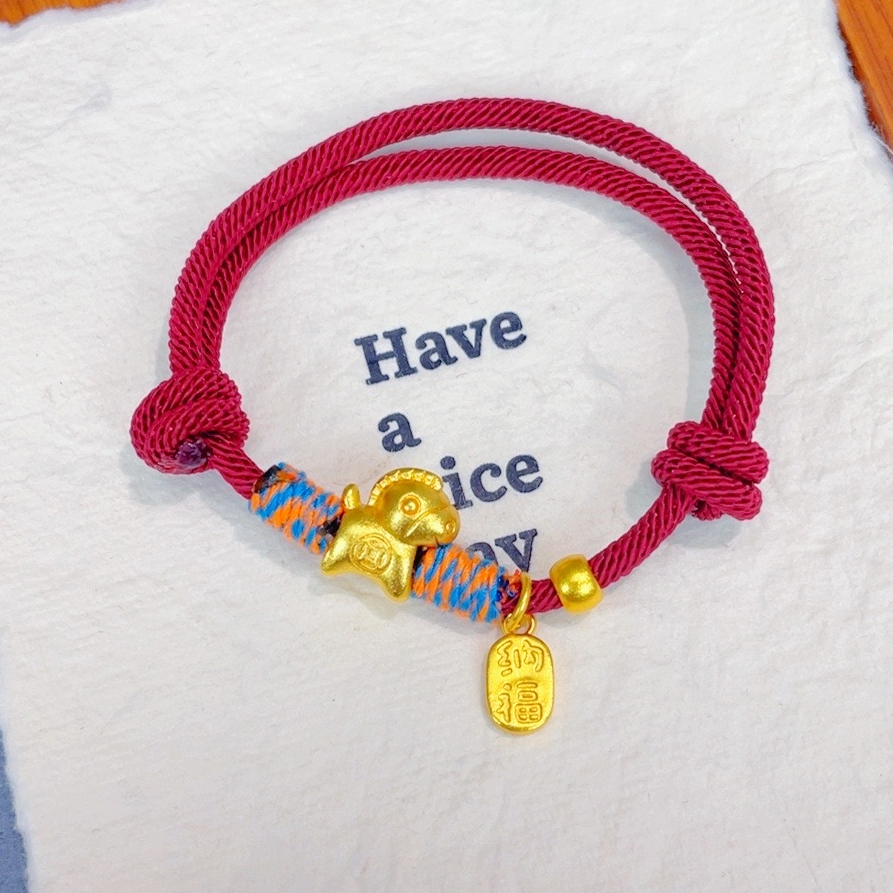 手链 2559-手编红绳小马手链马上有钱本命年首饰