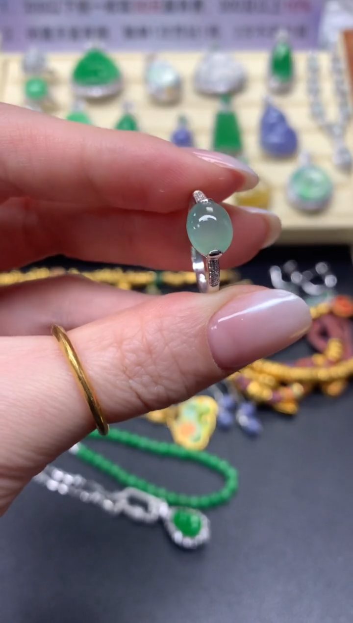 【闪购商品】翡翠戒指18K金镶嵌戒指|1500+150