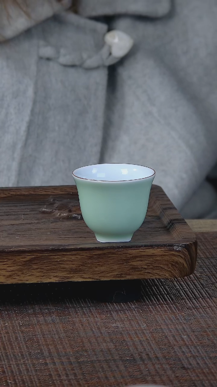 【闪购商品】折葵非器手工手绘梅子青紫金口杯