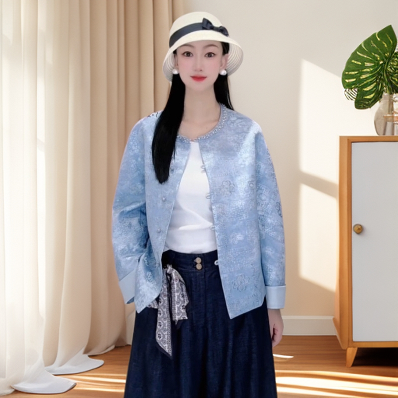防晒休闲百搭女牛仔短外套薄款短款时尚新中式刺绣印花
