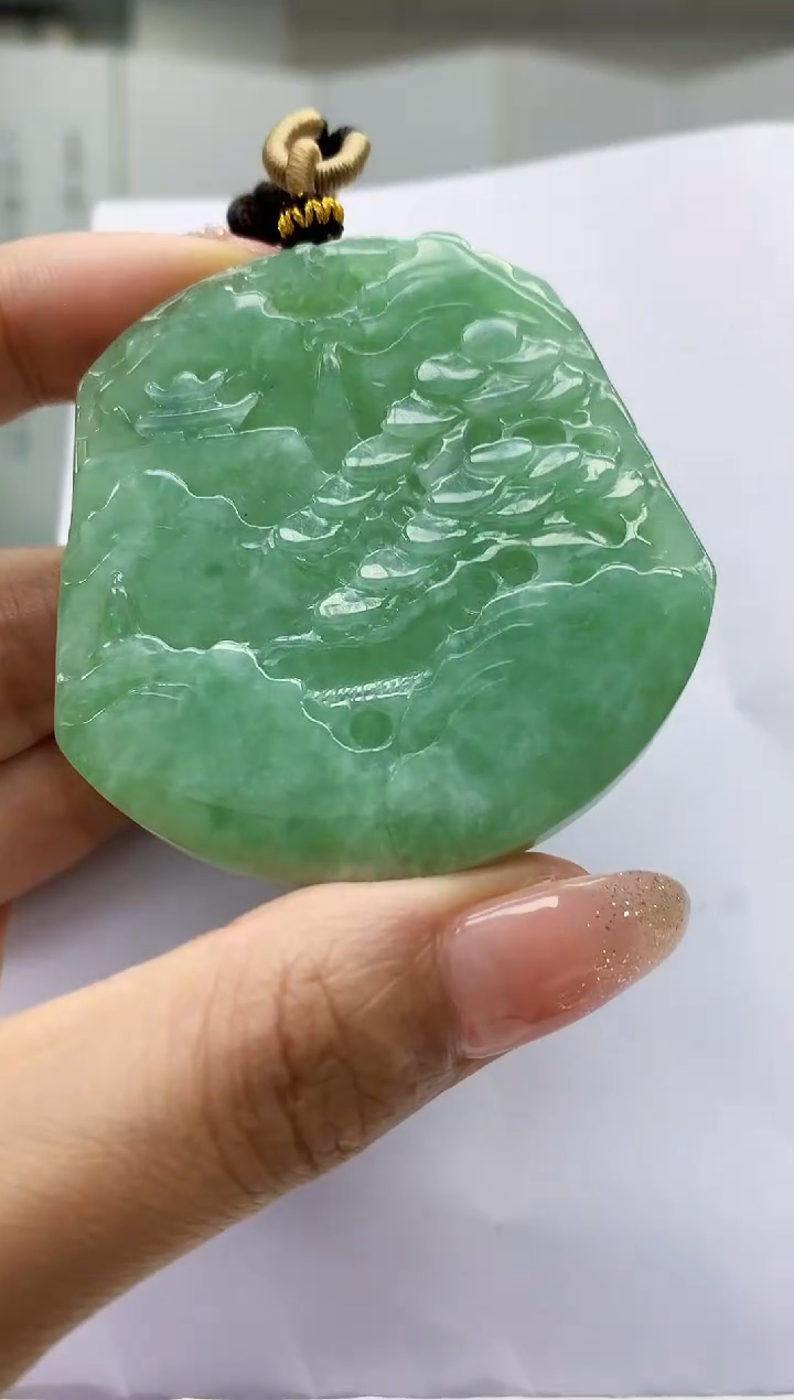 【闪购商品】定制翡翠未镶嵌5152MM-毛货挂件79