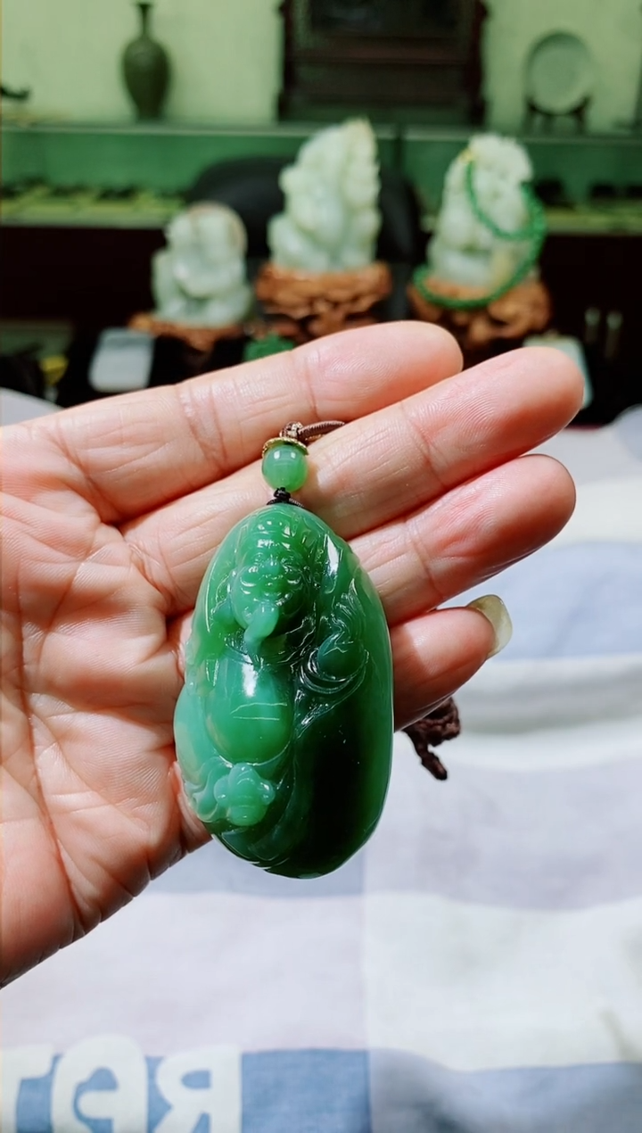 【闪购商品】和田玉（碧玉）挂件未镶嵌和田玉碧玉财神挂件