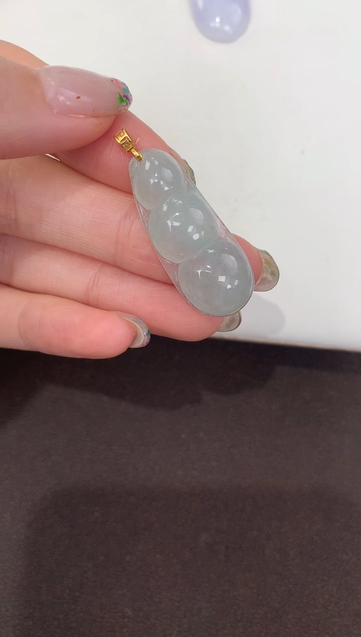 颈饰18K金镶嵌翡翠 天然缅甸a货翡翠