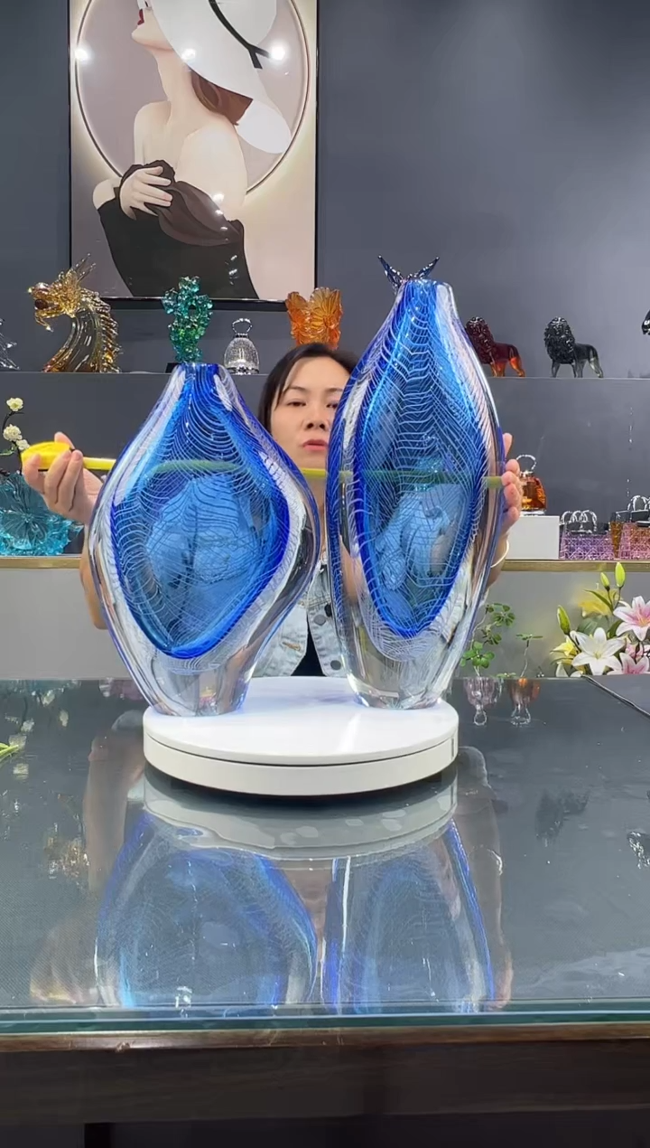 手工艺品琉璃  水晶琉璃花瓶1对