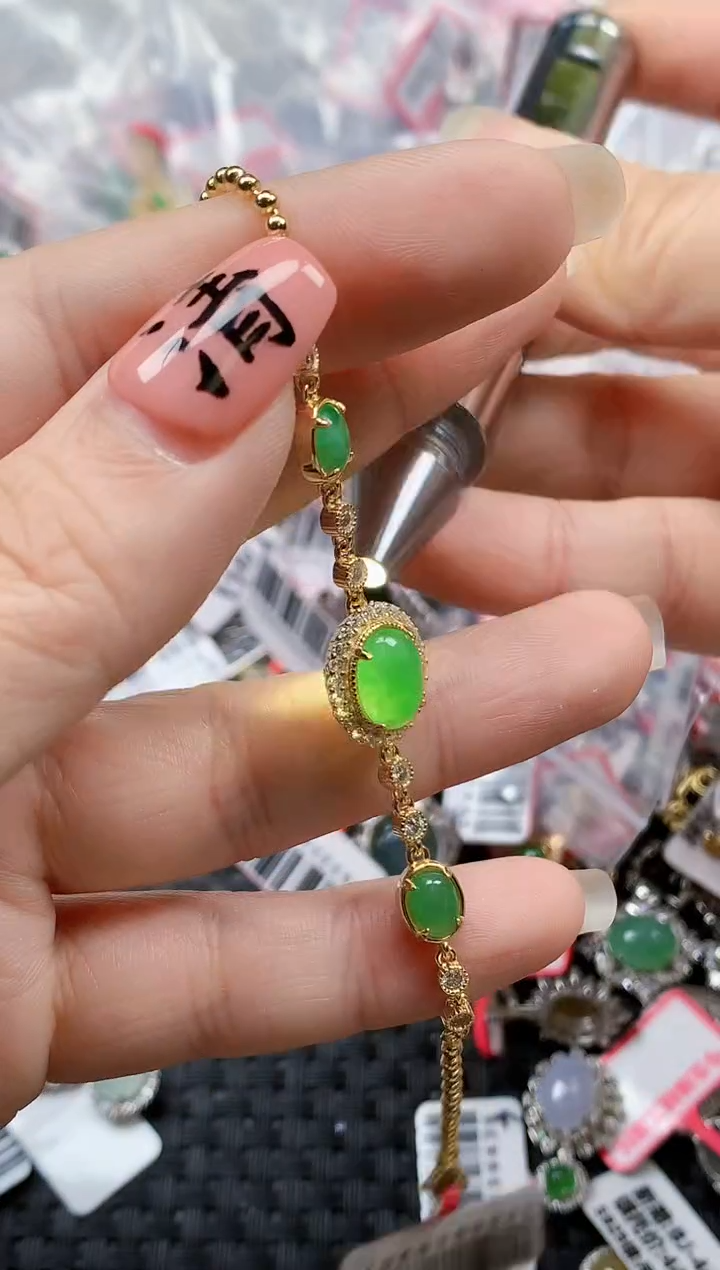 银S925镶嵌戒指翡翠天然A货缅甸翡翠