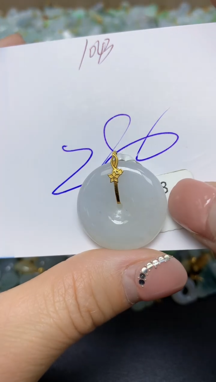 【闪购商品】翡翠挂件18K金镶嵌 天然翡翠A货