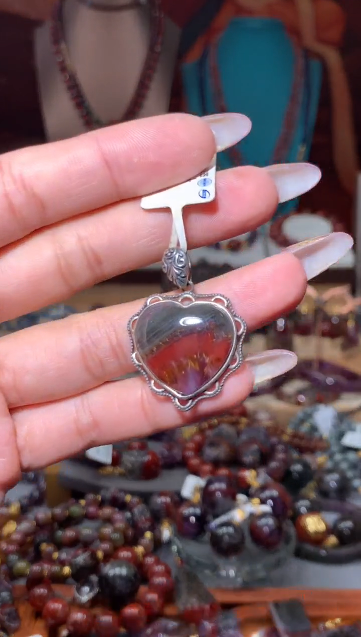 未镶嵌珠宝半成品水晶极光爱心吊坠