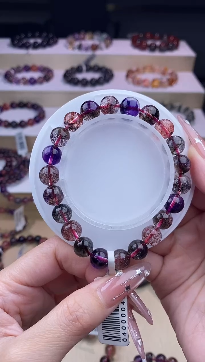 水晶手链未镶嵌黑加仑超七单圈9m+