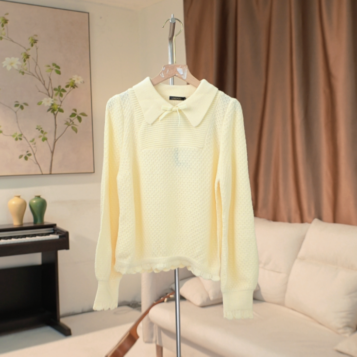 G144 秋冬清纯风蝴蝶结针织毛衫女 9H36