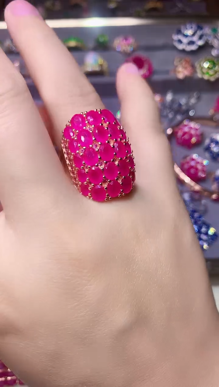 红宝石戒指银S925镶嵌....