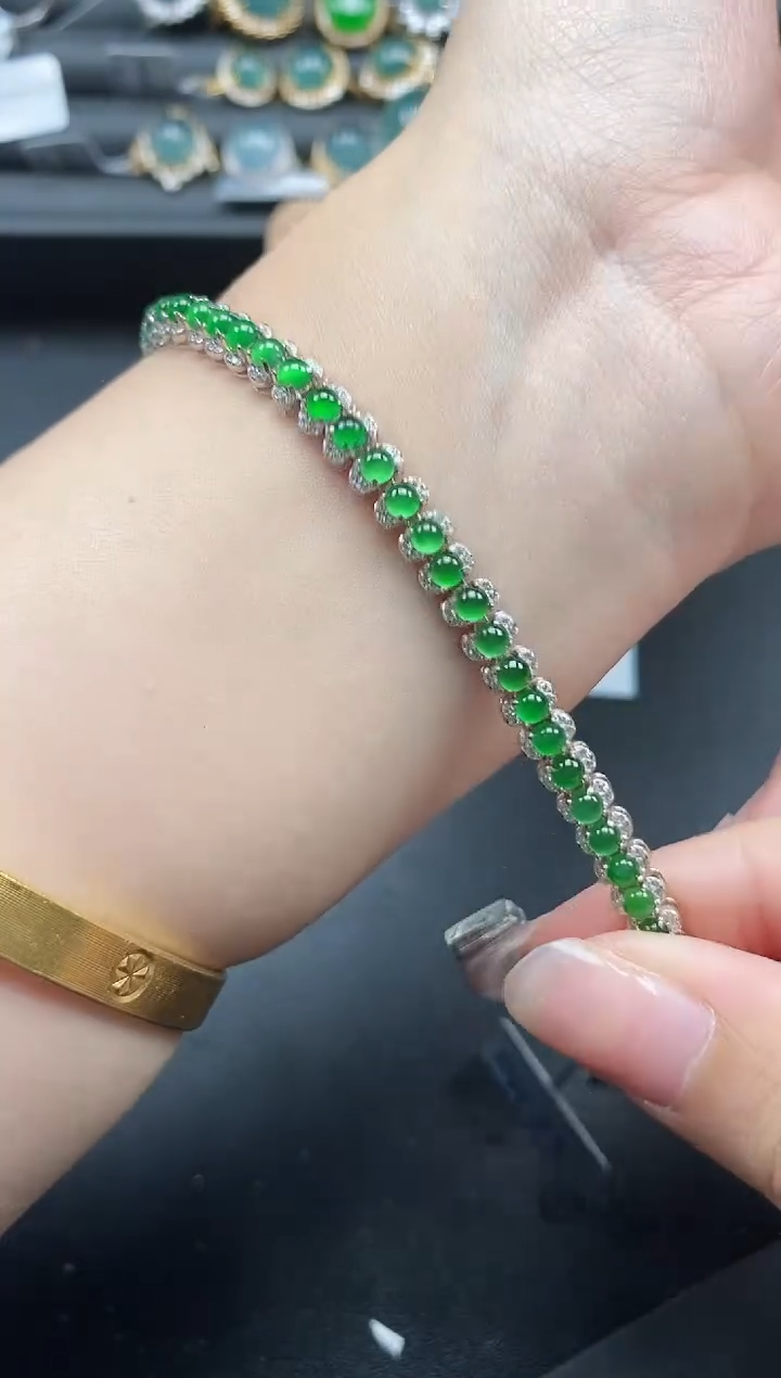 翡翠戒指银S925镶嵌5151-8