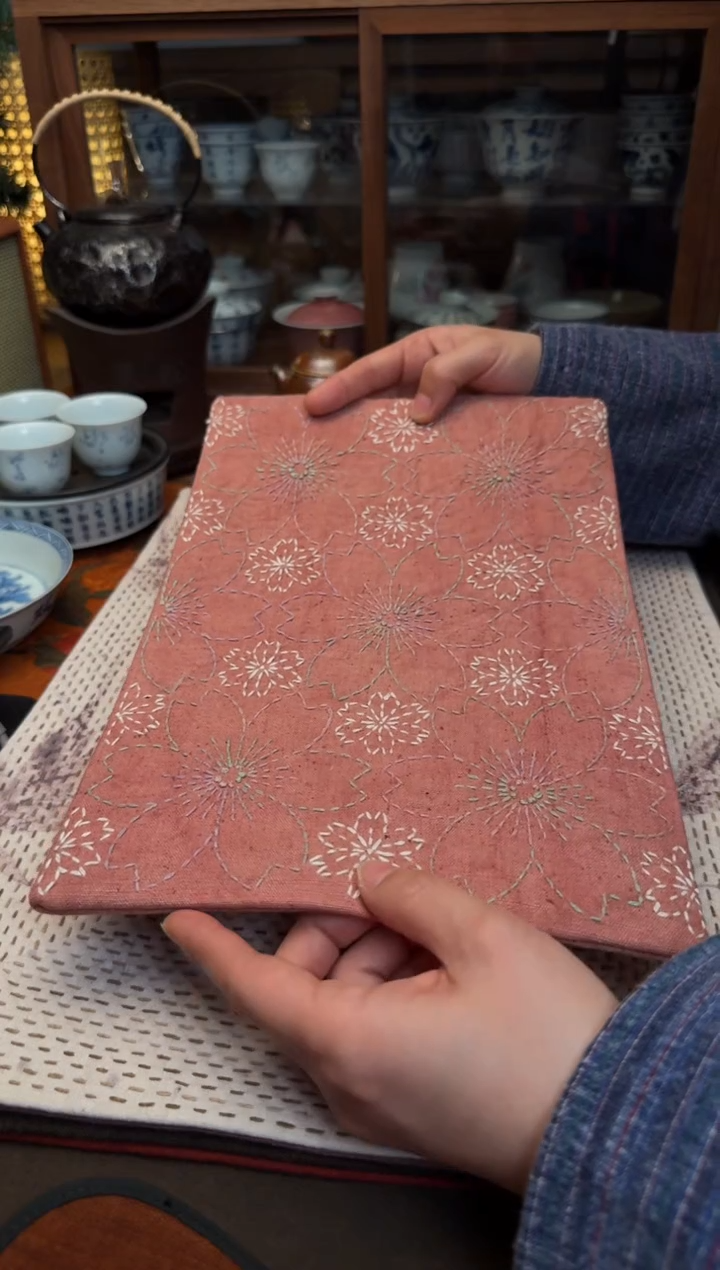【闪购商品】织绣Cici手作刺子绣植物染柿染茶席-816