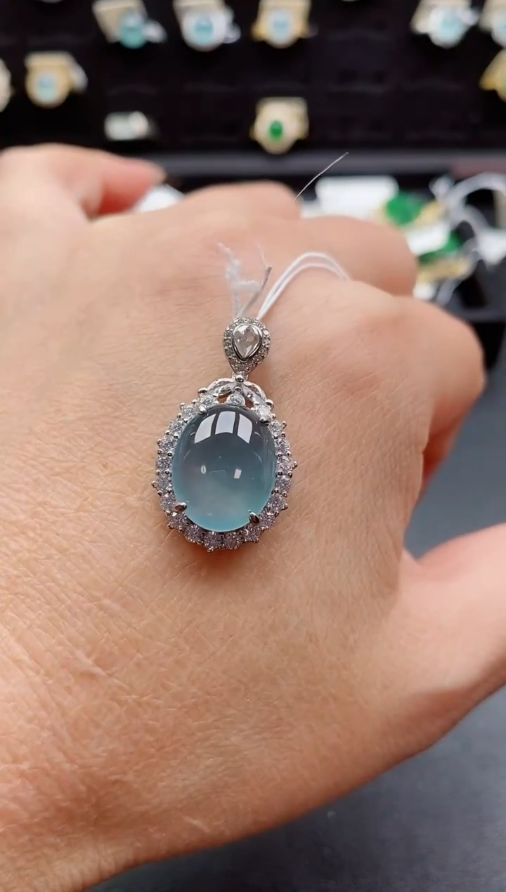 吊坠(赠链)银S925镶嵌翡翠1