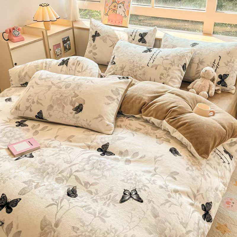 【锦鲤优选】超柔亲肤蝴蝶绒四件套-水墨蝴蝶