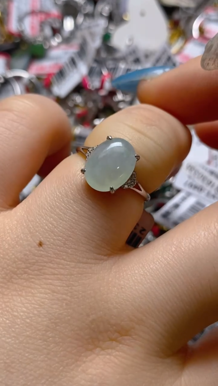 银S925镶嵌戒指翡翠百内无证书