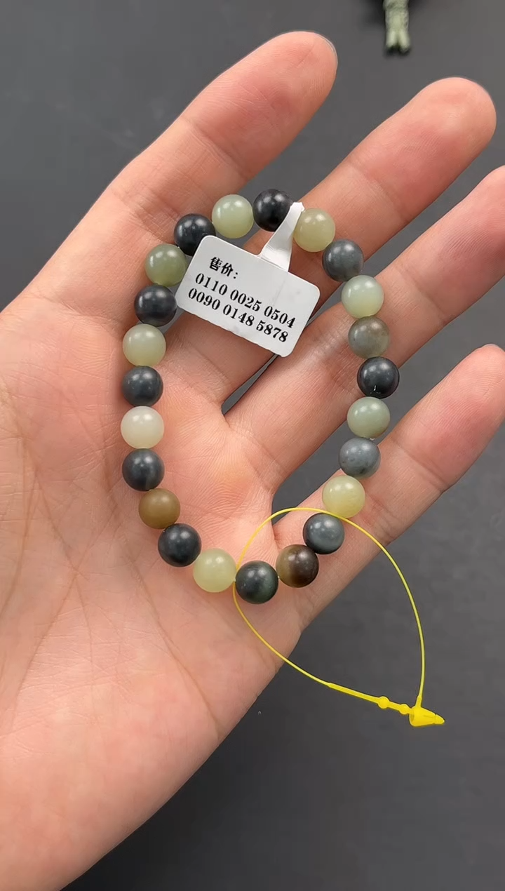 未镶嵌手串和田玉若羌楼兰三色手串卡8微色差